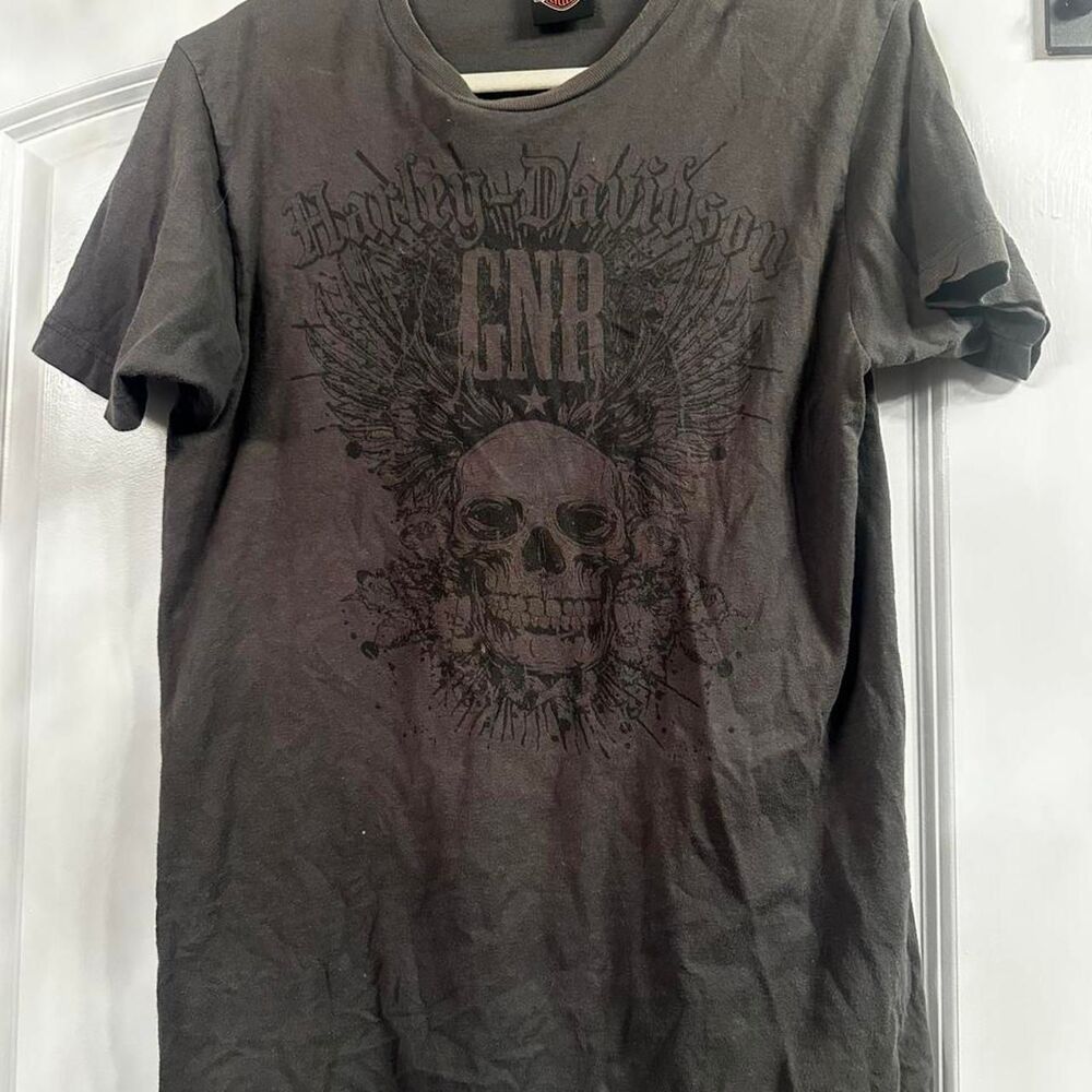 Harley-davidson Men's Grey and Black T-shirt